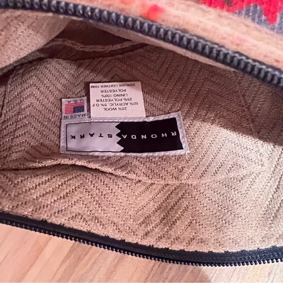 Rhonda Stark Boho Red and Brown Fringed Wristlet Clutch - Picture 3 of 3